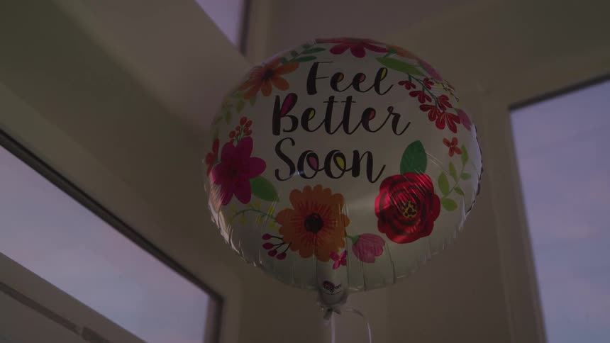 Close up of a balloon in the air in a hospital room during daytime