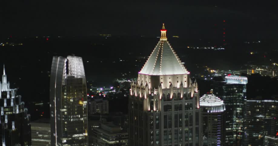 The light on the point of this building is very bright