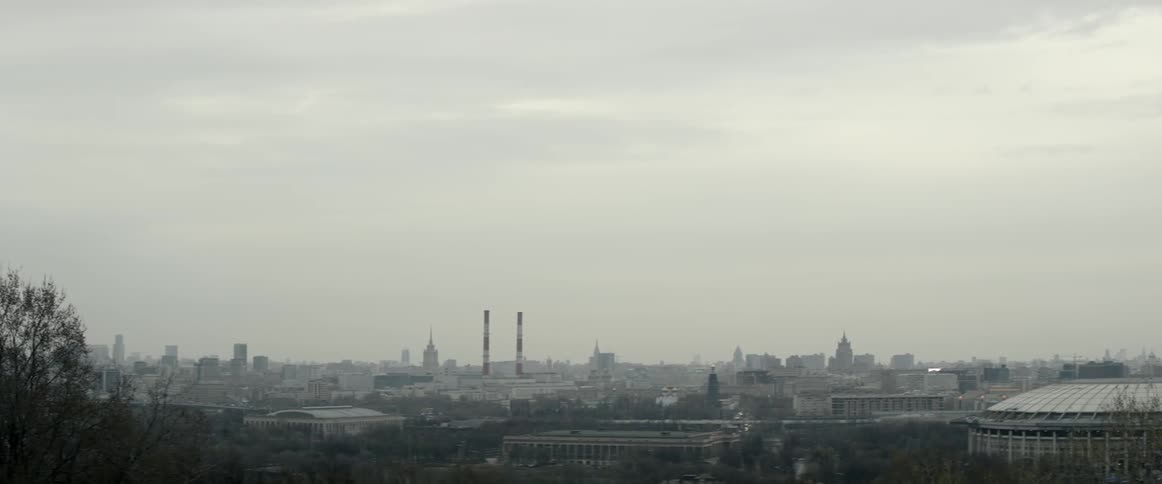 An industrial city on a cloudy day