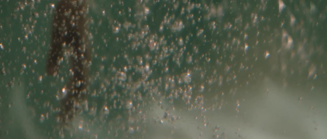 Persons hand passing through bubbly water