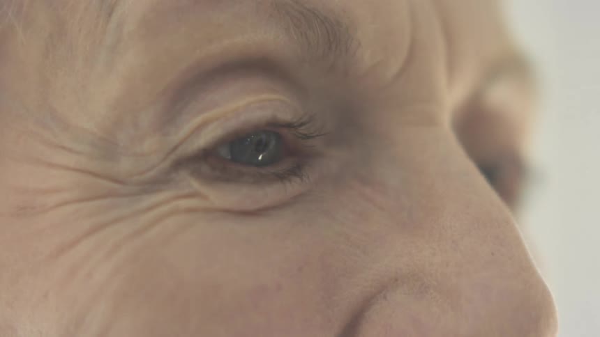 Extreme closeup of an elderly woman face