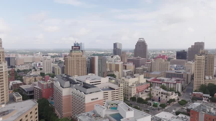 Aerial panorama of a metropolis on a cloudy day