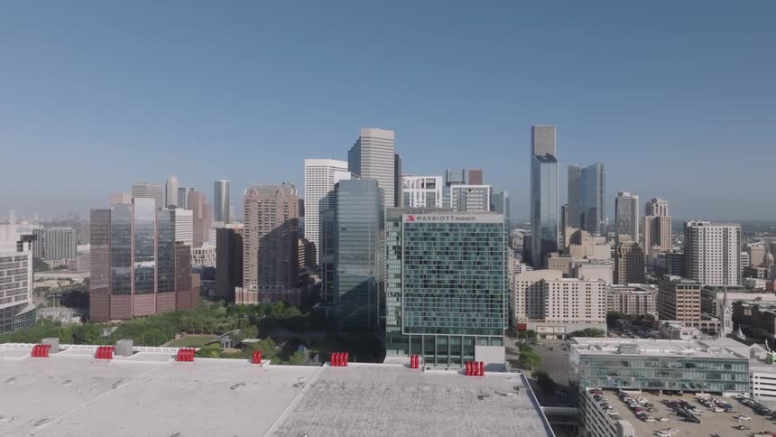 Aerial and panoramic view of a metropolis with skyscrapers and modern buildings