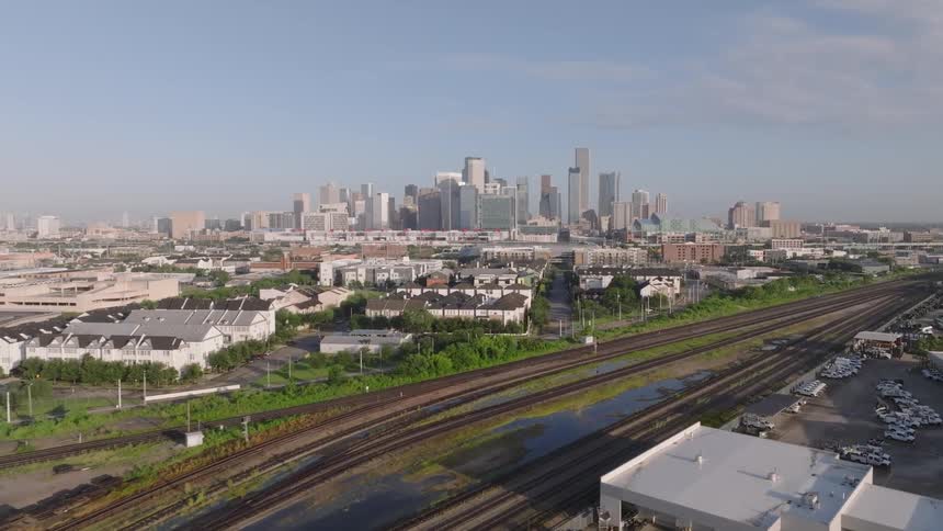 Aerial panorama of urban skyscrapers in a metropolis