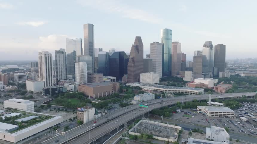 Aerial panorama of skyscrapers in a modern metropolis