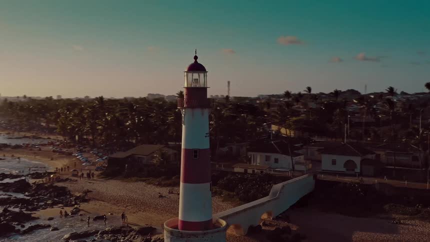 Lighthouse on a tropical beach