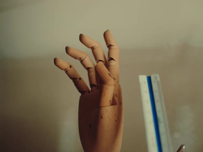 Close up of an abstract wooden hand