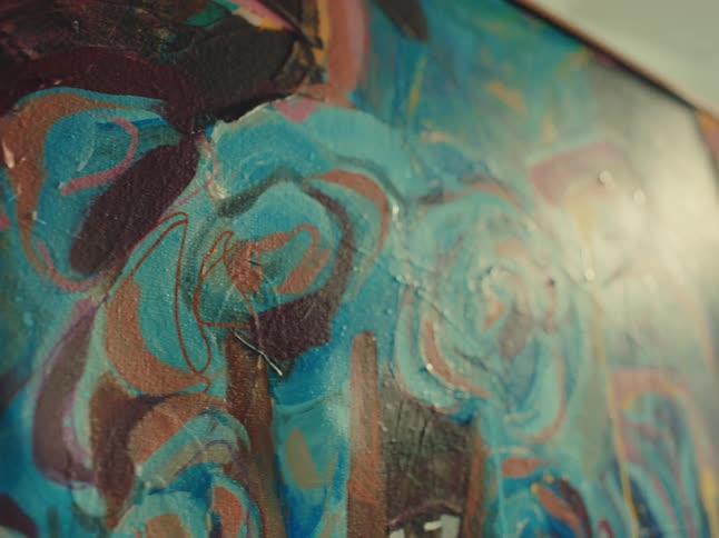Colorful and artistic paintings in an interior space