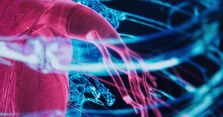 A heart monitors glowing green ecg line traces the rhythm of a heartbeat across a dark gridded screen