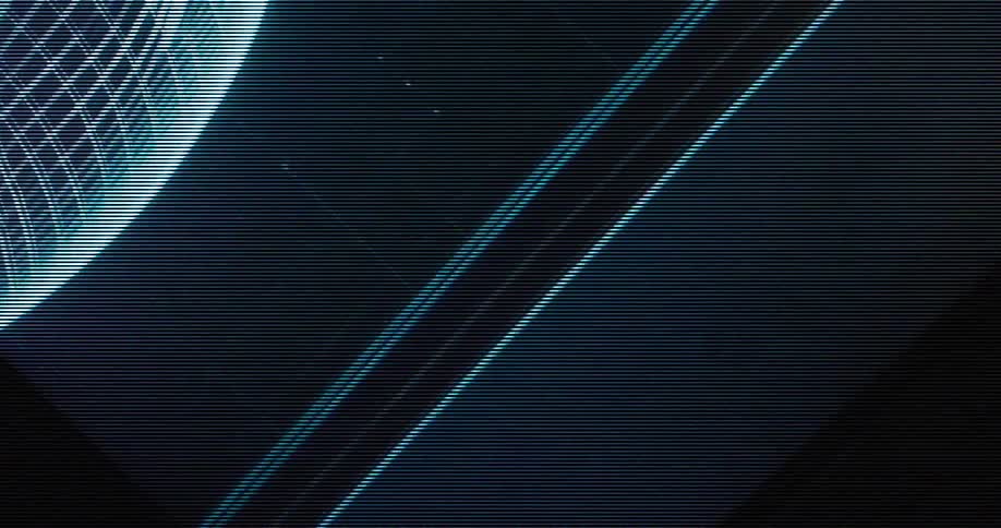 A chaotic closeup of a 3d model composed of blue and white horizontal lines on a dark background jitters and shifts erratically