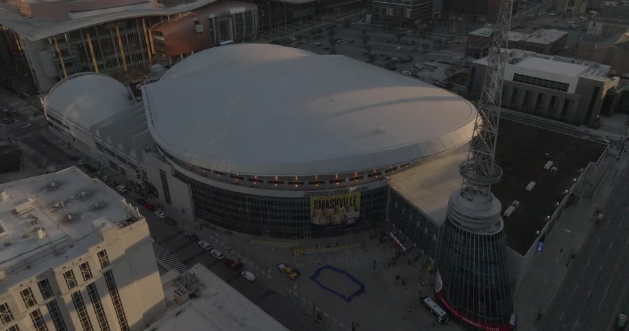 Aerial panorama of an indoor stadium