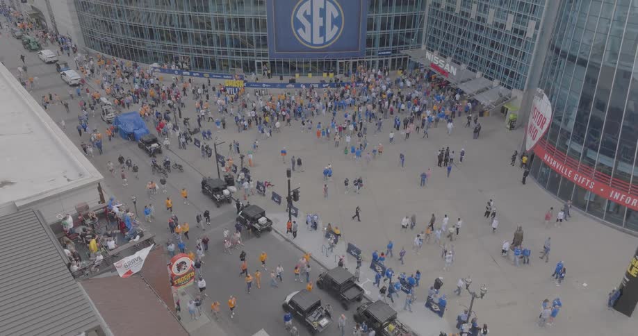 Crowd gathered in front of bridgestone arena for an sec basketball event