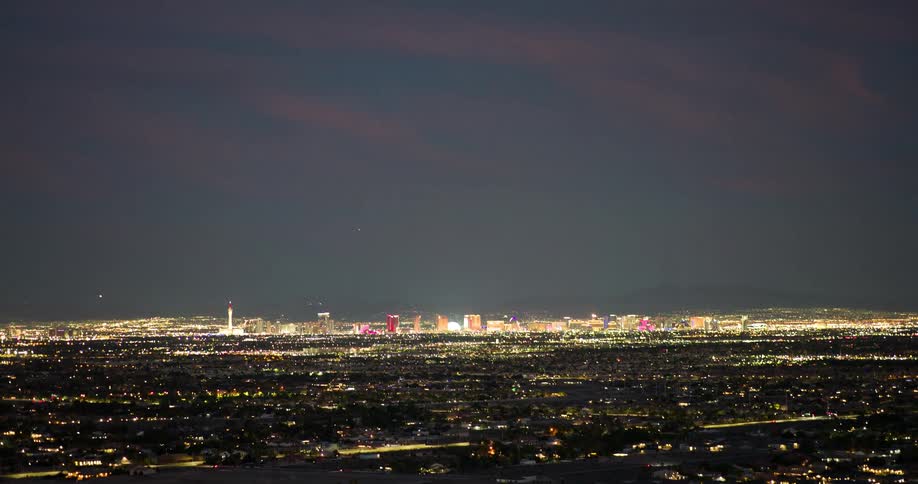 Night panoramic view of a brightly lit city