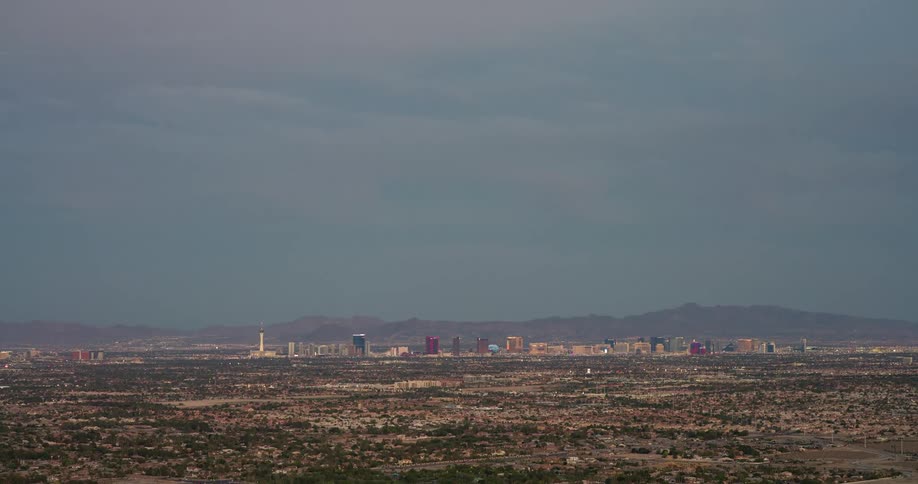 Panning down to reveal a large and low area