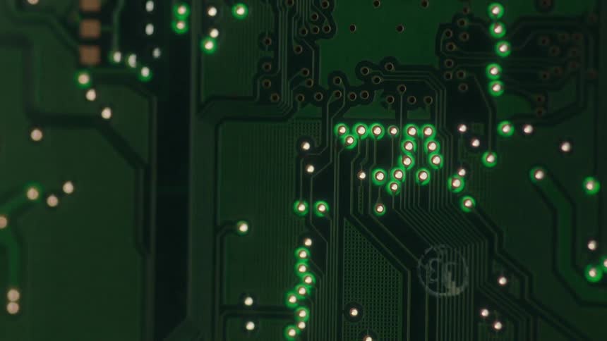 View of a circuit board with small holes