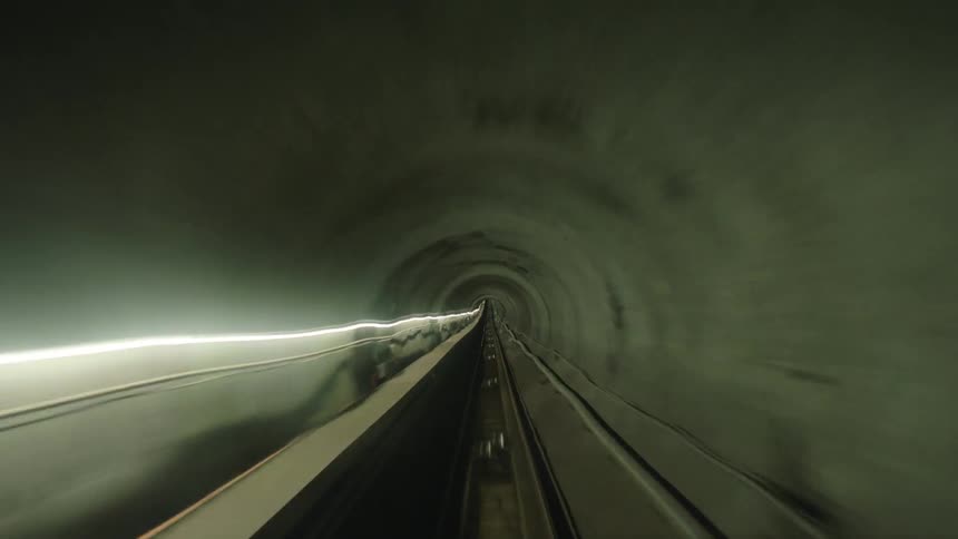 Fast moving down subway tunnel