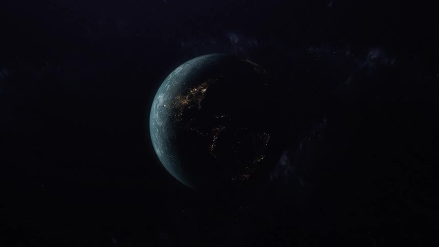 Panorama of planet earth in dark space