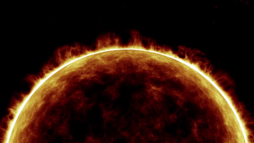 Blazing sphere radiates intense heat in the dark void of space