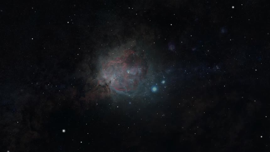 Colorful nebula expands among stars in the deep background of the universe