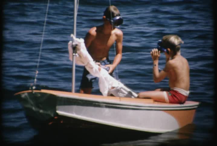 Children are playing on a boat