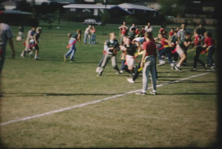 A game of flag football is being played