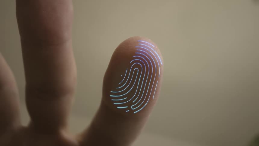 The screen traces the persons fingerprint