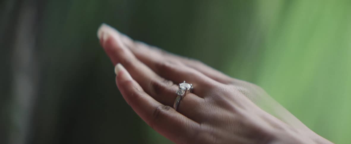 Wedding ring on the finger of a woman