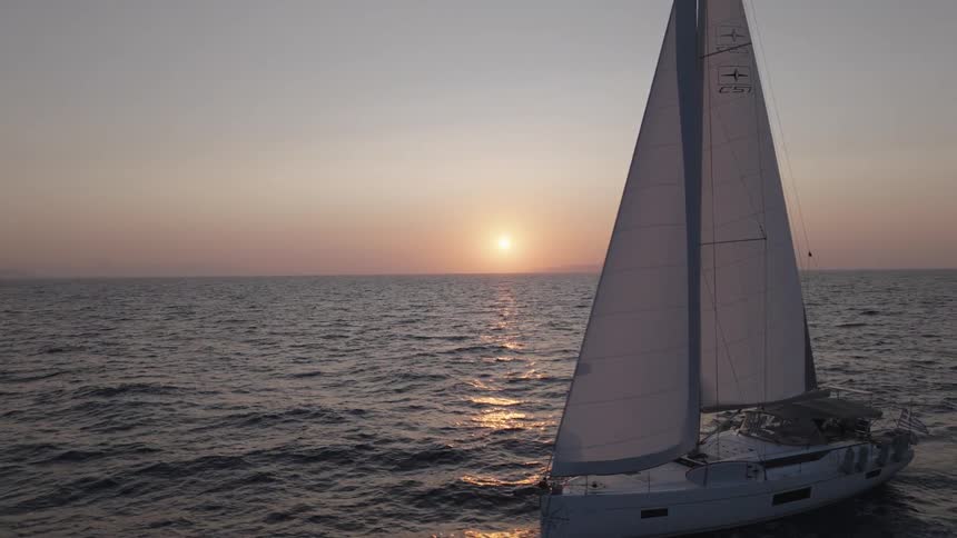 Sailboat sailing on the sea during sunset