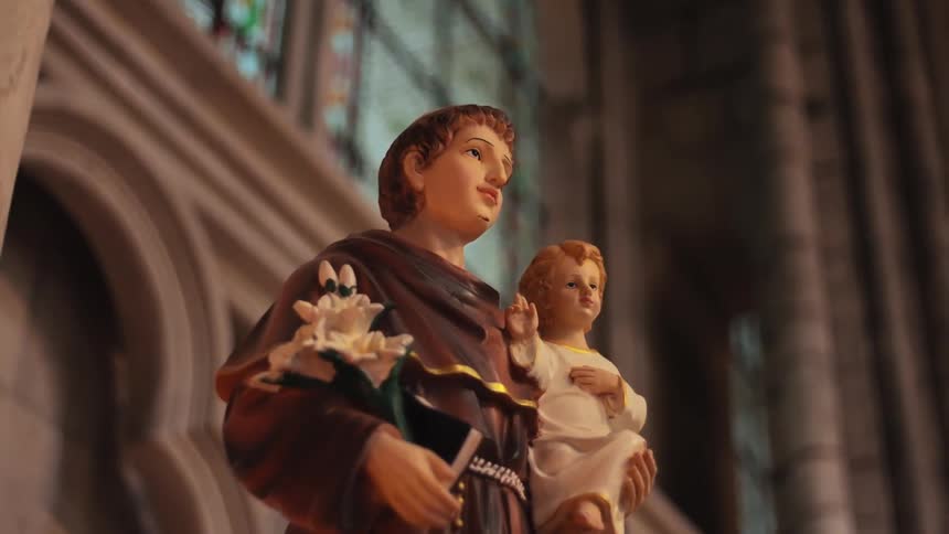 Religious sculpture inside a cathedral