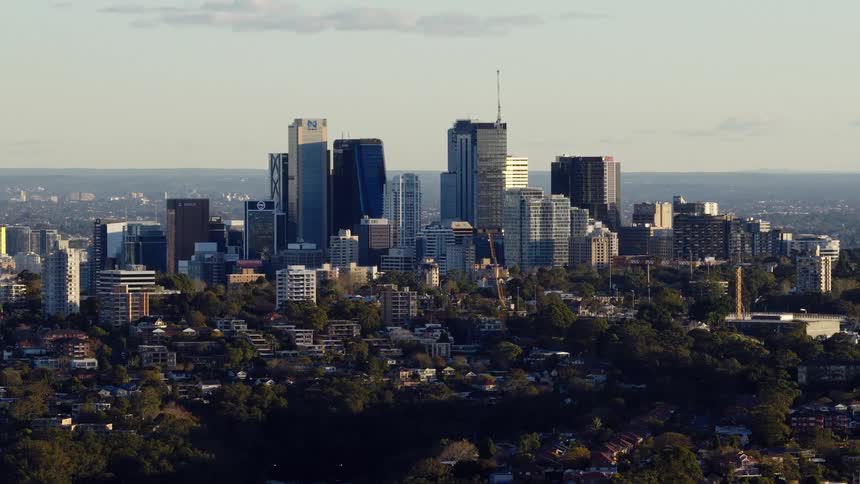 Aerial view of skyscrapers and urban areas in a metropolis