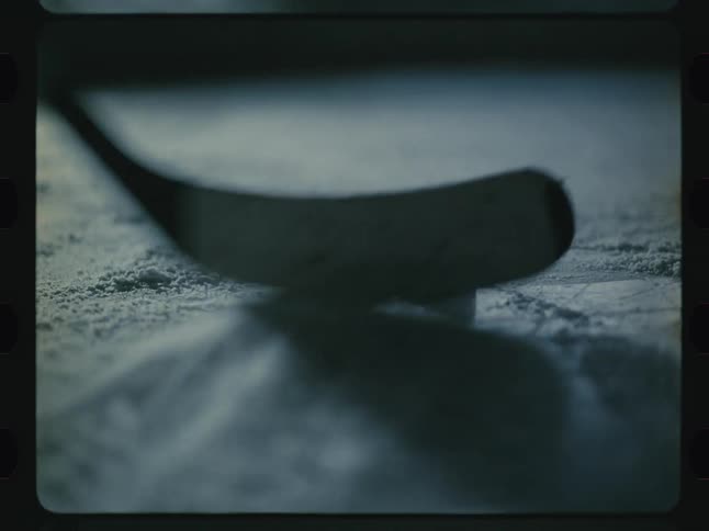 Closeup of a hockey ice rink