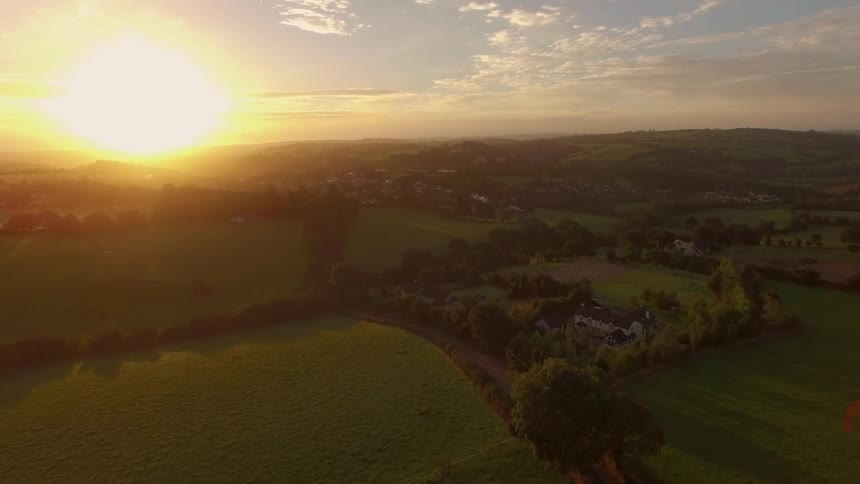 Sun shines over a lush green field