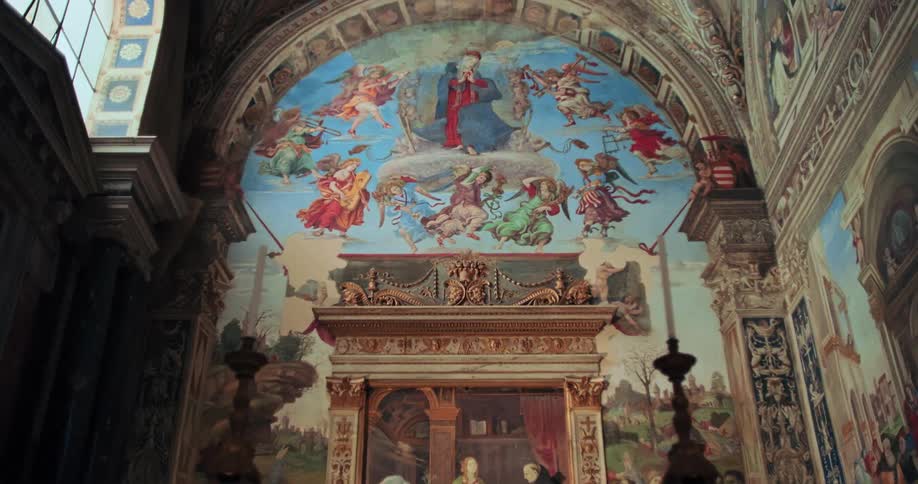 Murals painted inside a church