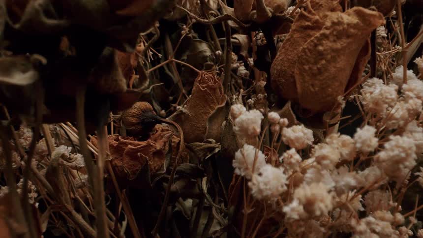 Bunches of flowers fill the area