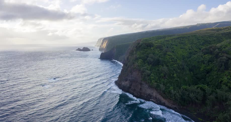 Aerial view of the sea on the extensive coast