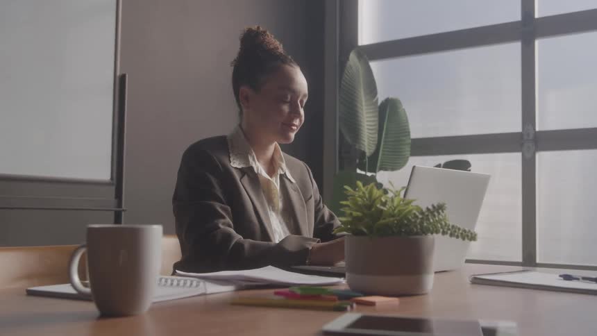A woman working at a desk