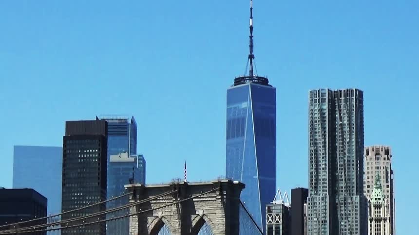 The One World Trade Center, The Brooklyn Bridge and the NYC Skyline