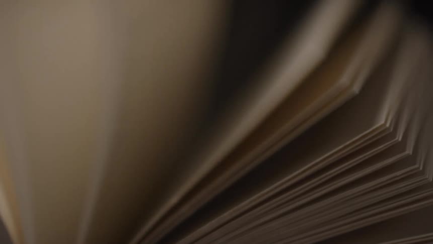 The pages of the book flip fast