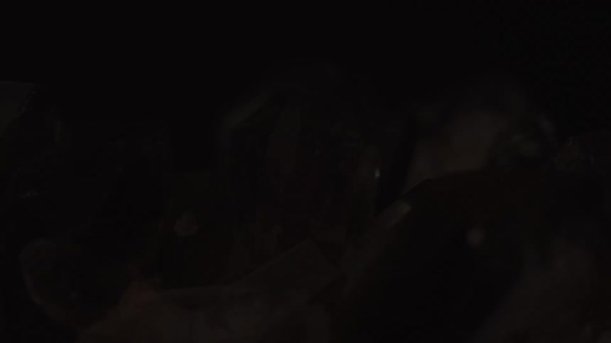 The light flashes on the crystals