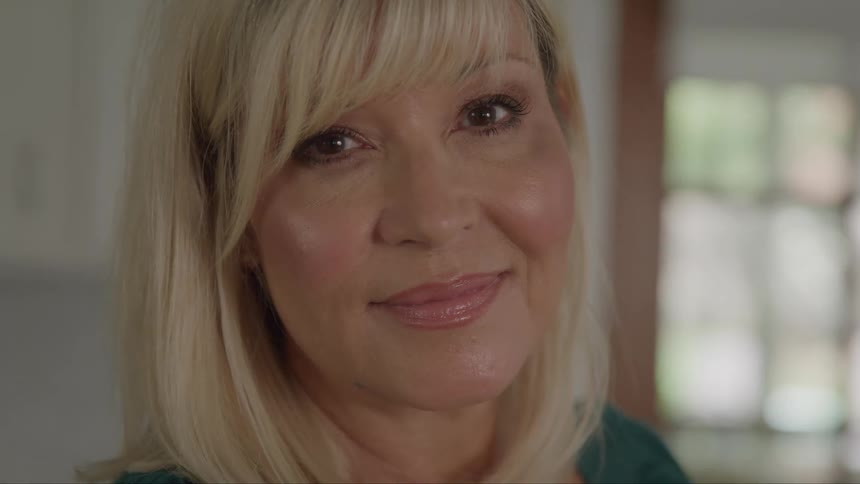 Blonde woman with happy expression