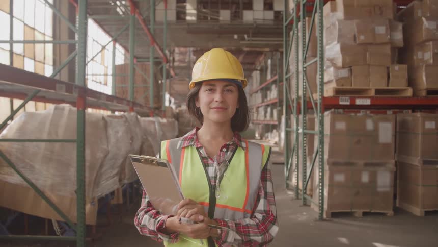 A worker smiles at the camera