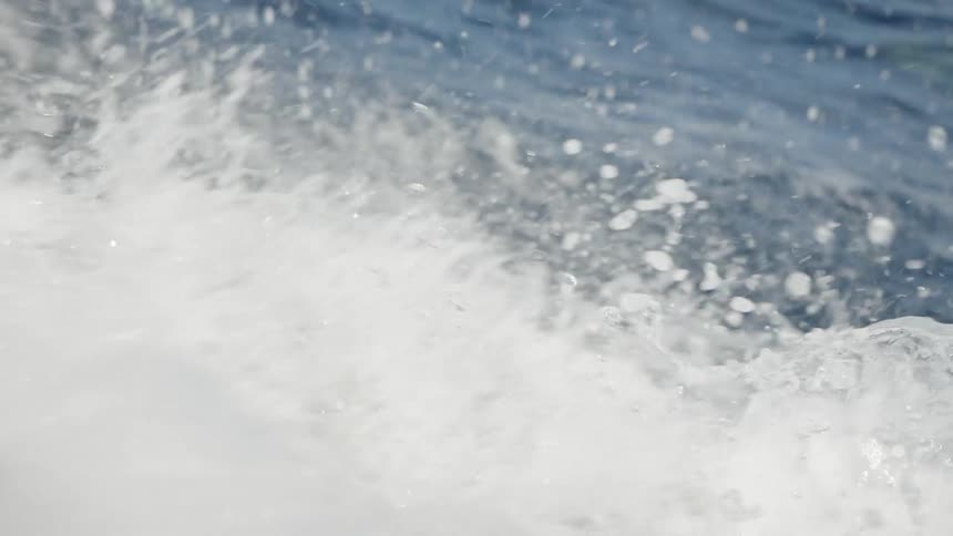 White foam formed by the movement of seawater
