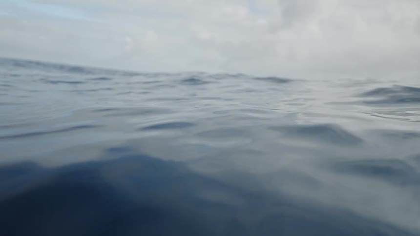 The ocean with strong tides at midday