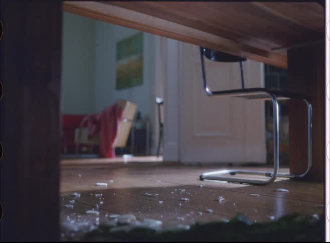 Close up of a person dropping and shattering a flower vase on the floor in a room during daytime