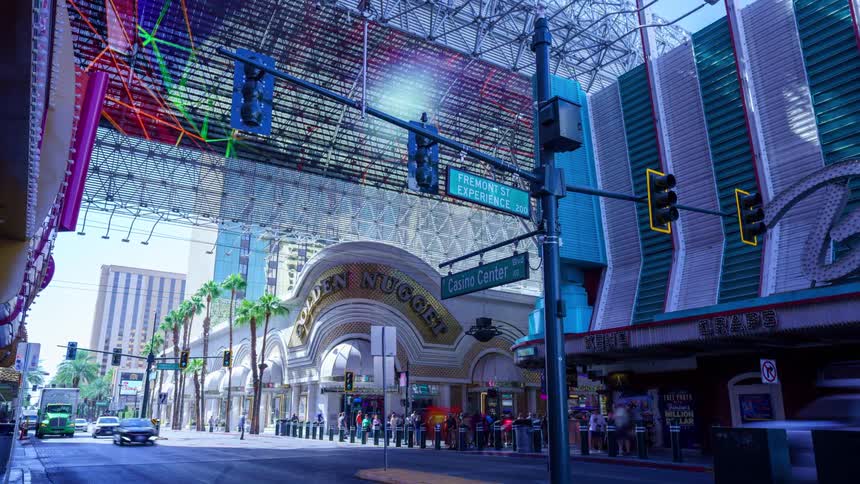 Entrance of the golden nugget casino on fremont street in las vegas during the day