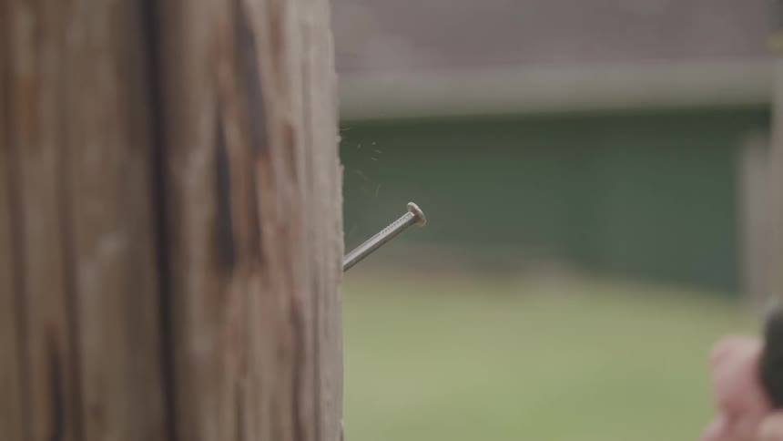 Hammer removing a nail from a wooden surface