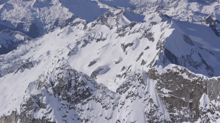 Rocky mountains covered in thick snow