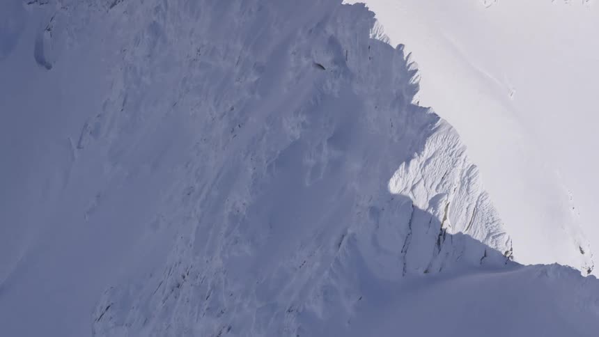 Aerial view of a snowcovered mountain
