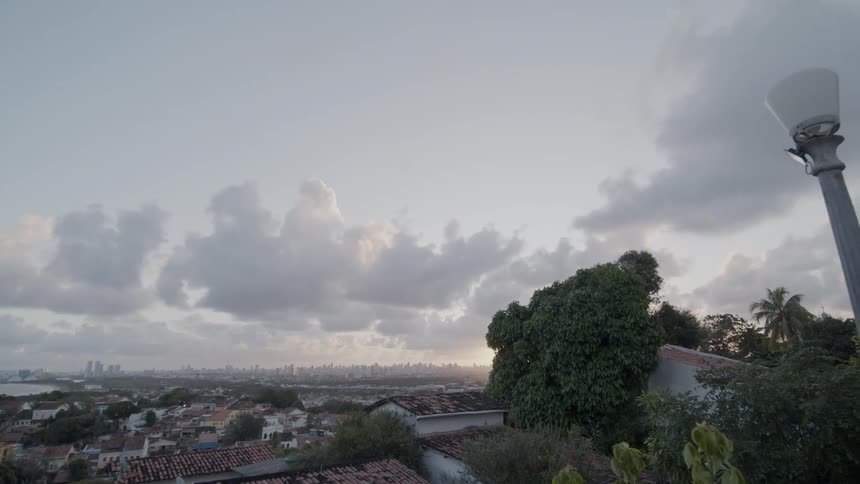 City view at dusk from a hillside lookout