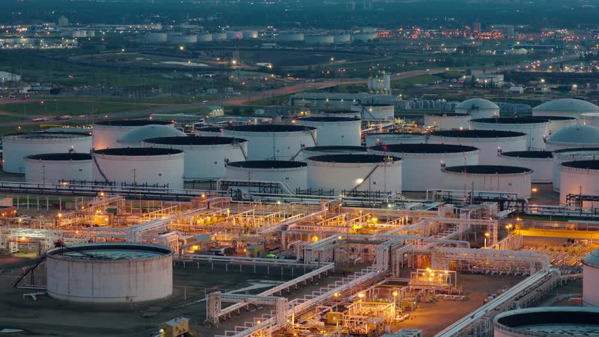 A large water treatment plant is on the landscape